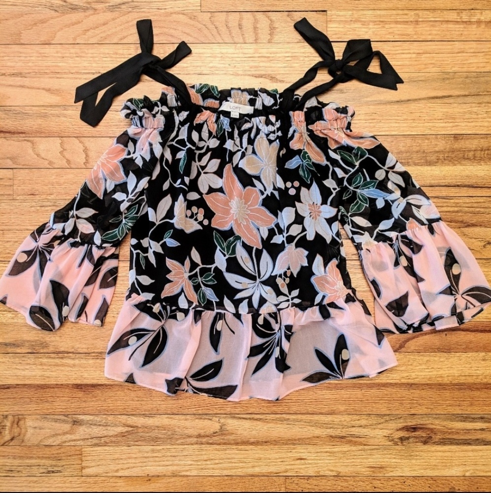 LOFT floral off shoulder blouse - Picture 2 of 9